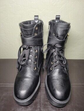 GUESS Womens Black Lace-Up Combat Boots Size 7M